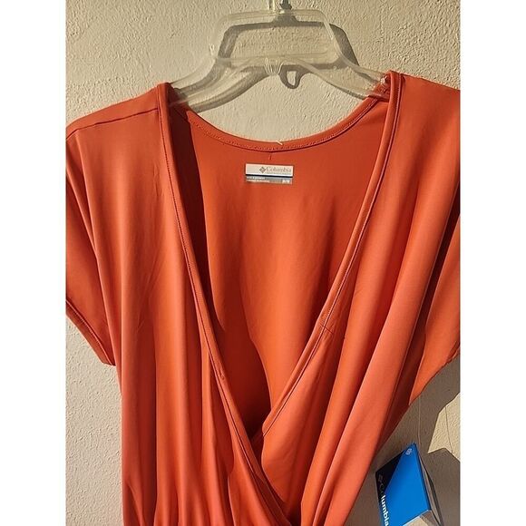 Columbia Womens M Dress Chill River Wrap Coral Knit Omni Freeze Cool Comfort New - Picture 2 of 7